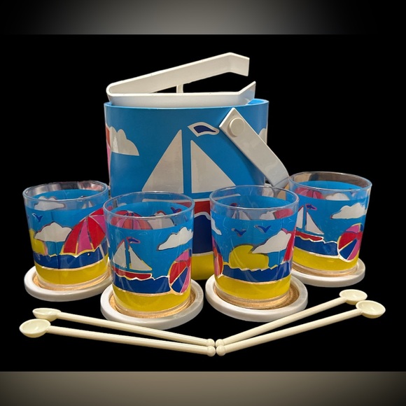 Other - Vtg 1980s New open box Itemakers Sailboat 14 Piece Ice Bucket Set